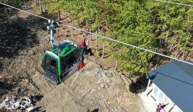 Büyükşehir İtfaiyesinden teleferikte nefes kesen tatbikat