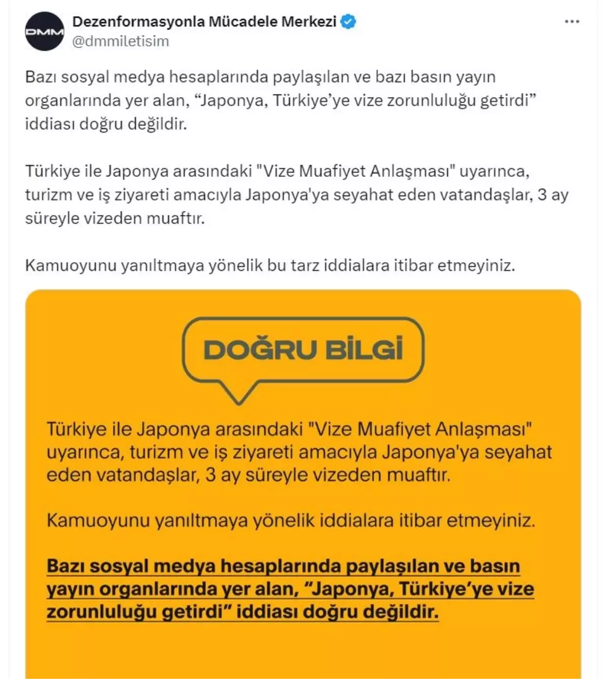 Japonya’dan Türkiye’ye Vize Zorunluluğu İddiası Yanlış